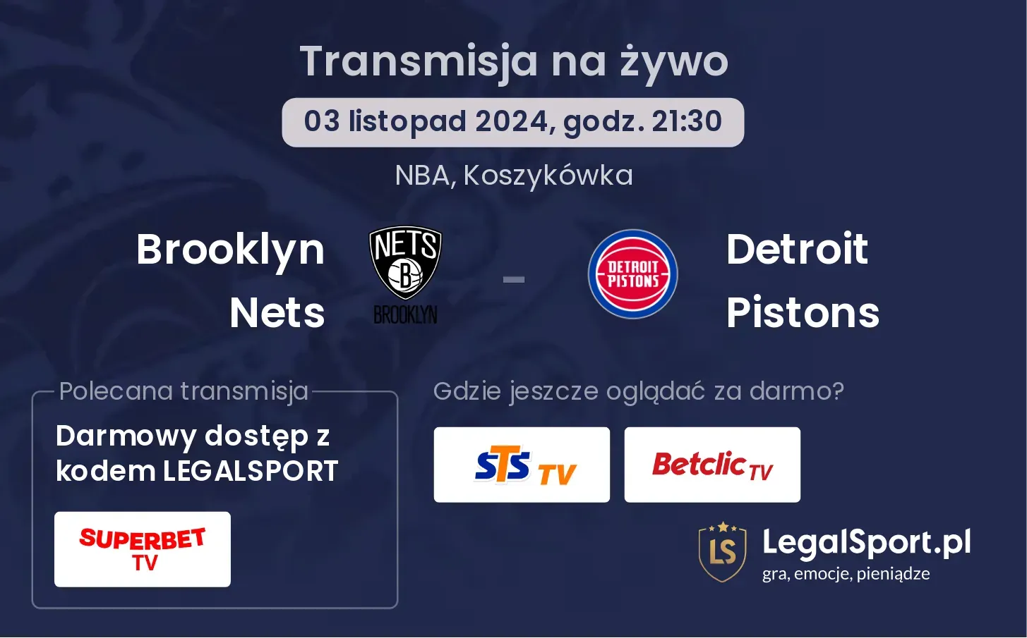 Brooklyn Nets - Detroit Pistons transmisja na żywo