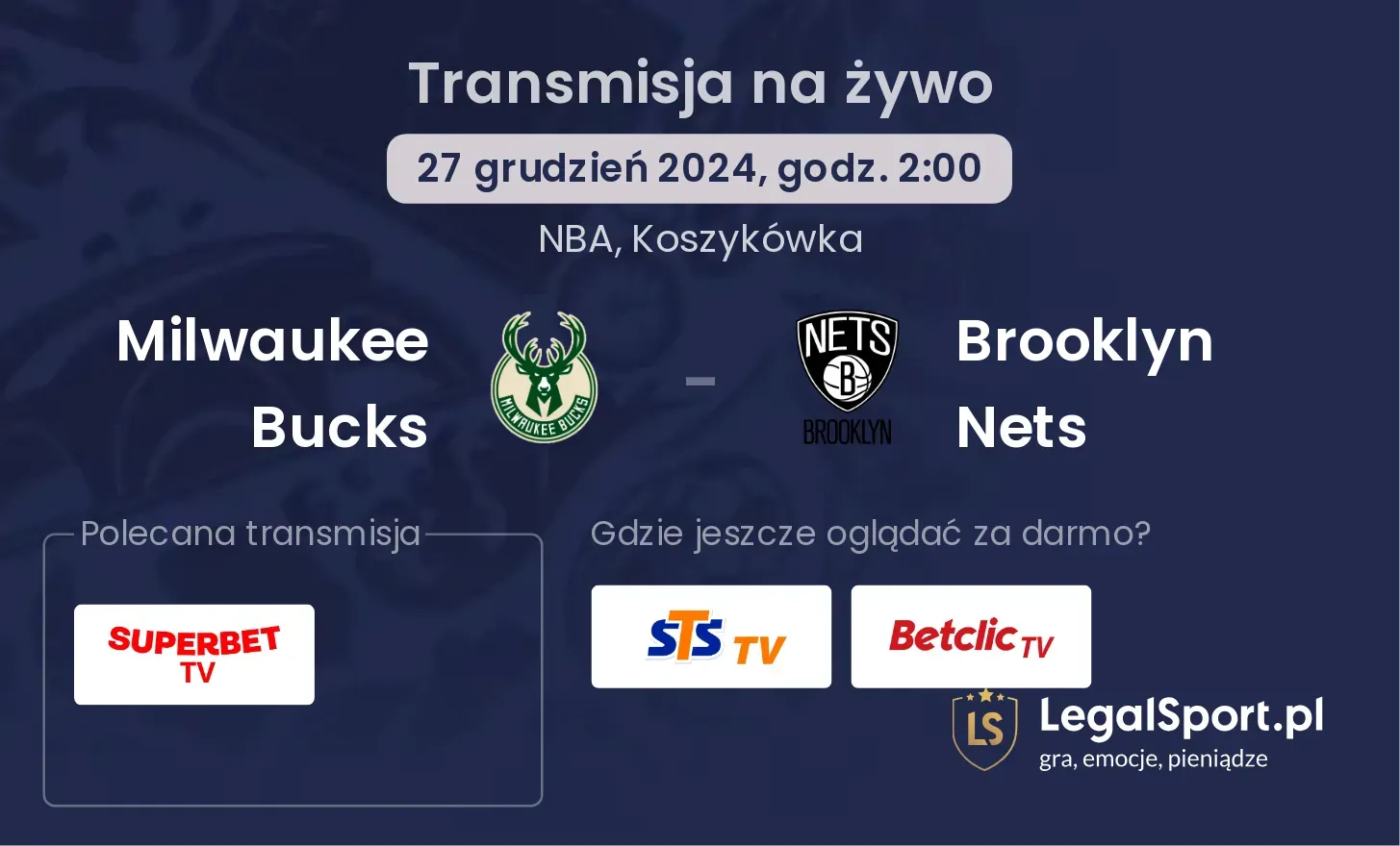 Milwaukee Bucks - Brooklyn Nets gdzie oglądać?