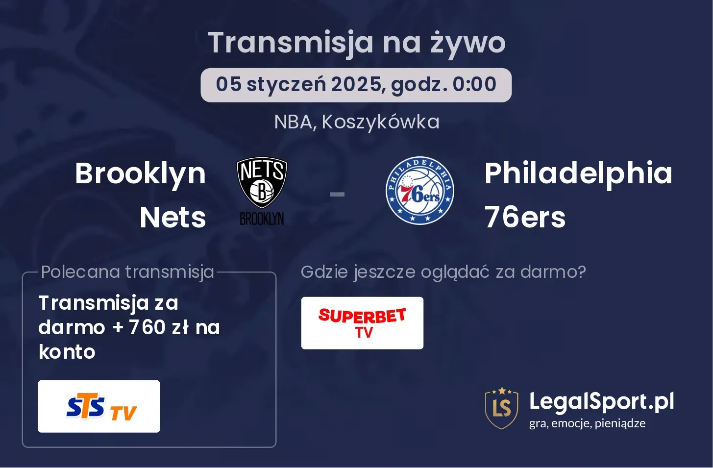 Brooklyn Nets - Philadelphia 76ers transmisja na żywo