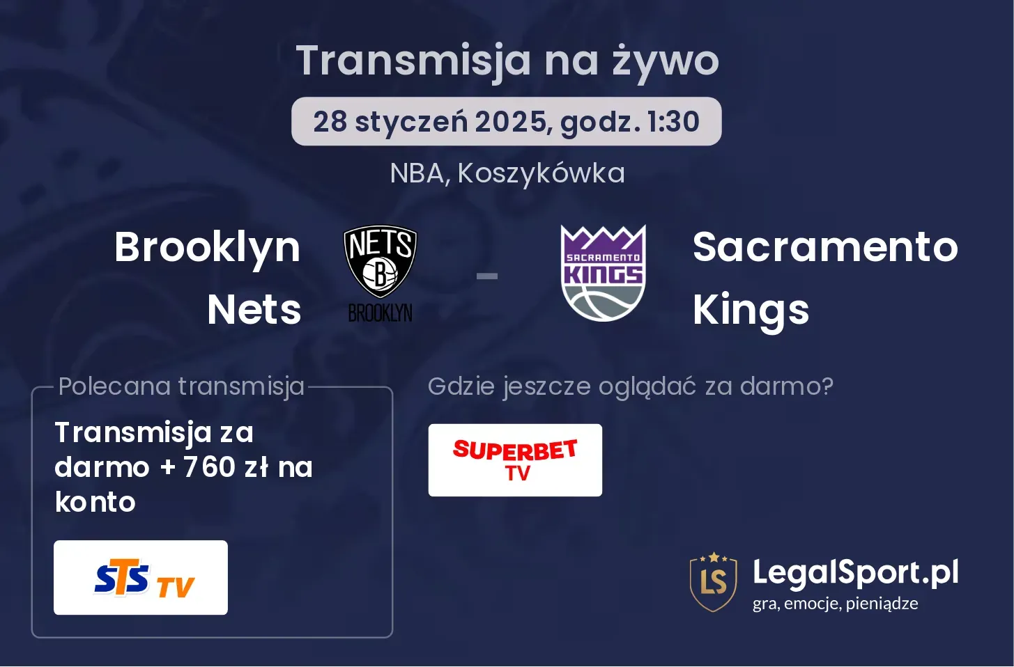 Brooklyn Nets - Sacramento Kings transmisja na żywo