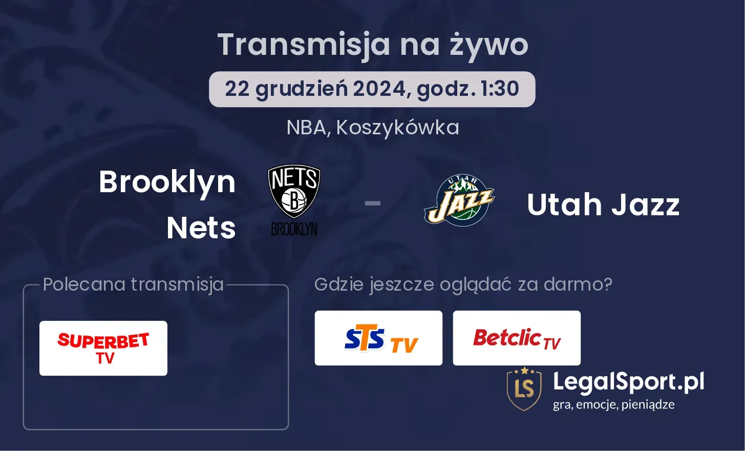 Brooklyn Nets - Utah Jazz transmisja na żywo