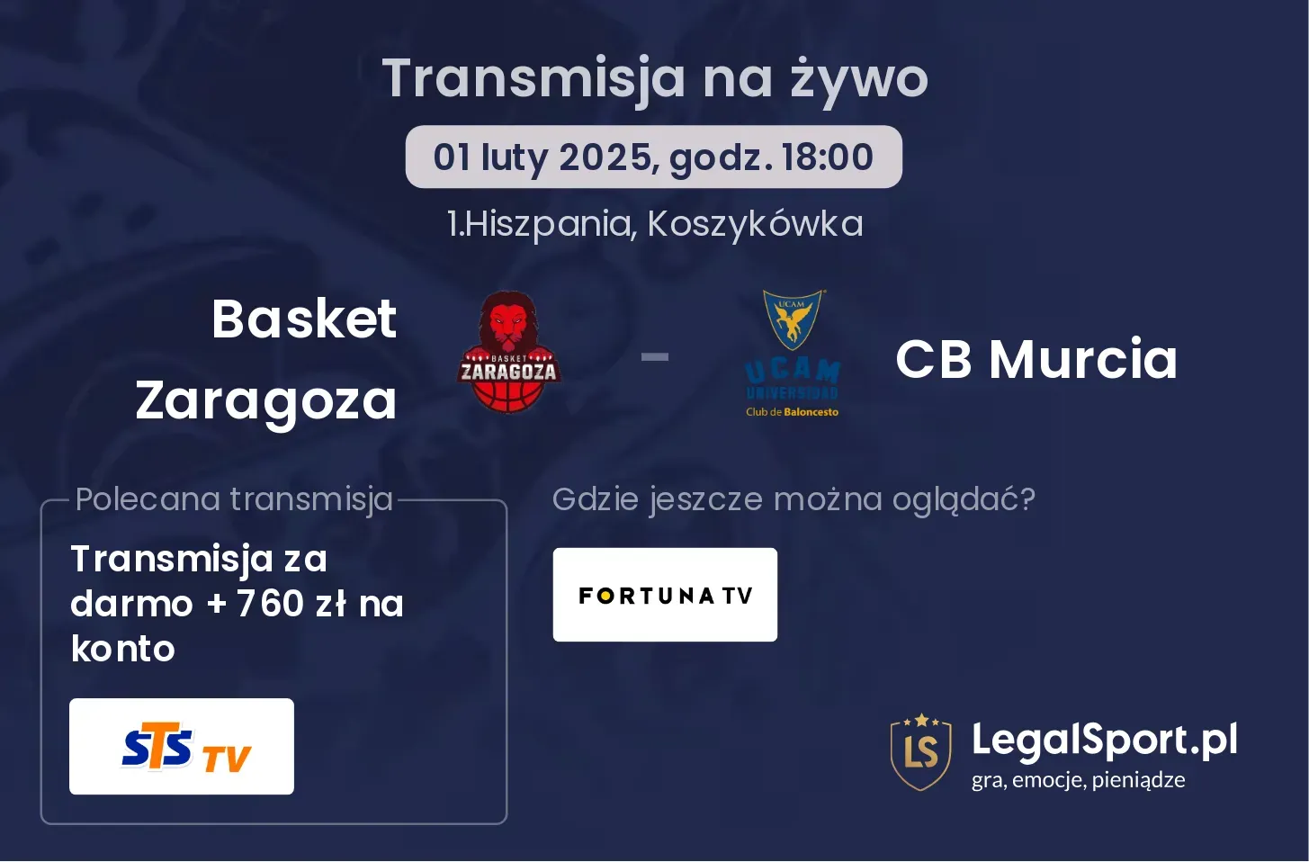 CB Murcia - Basket Zaragoza transmisja na żywo