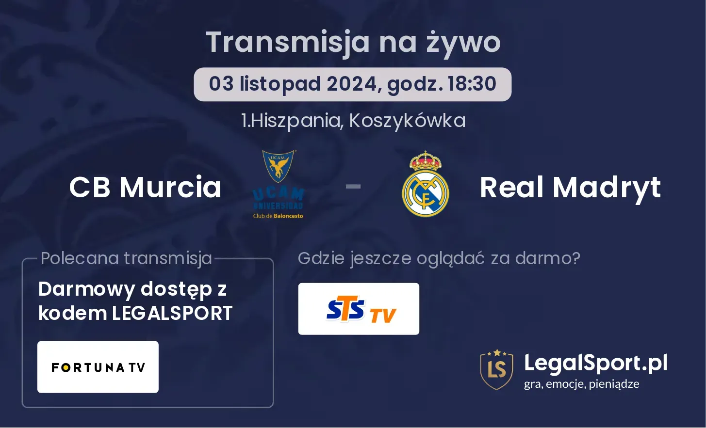 CB Murcia - Real Madryt gdzie oglądać? 03.11, godz. 18:30