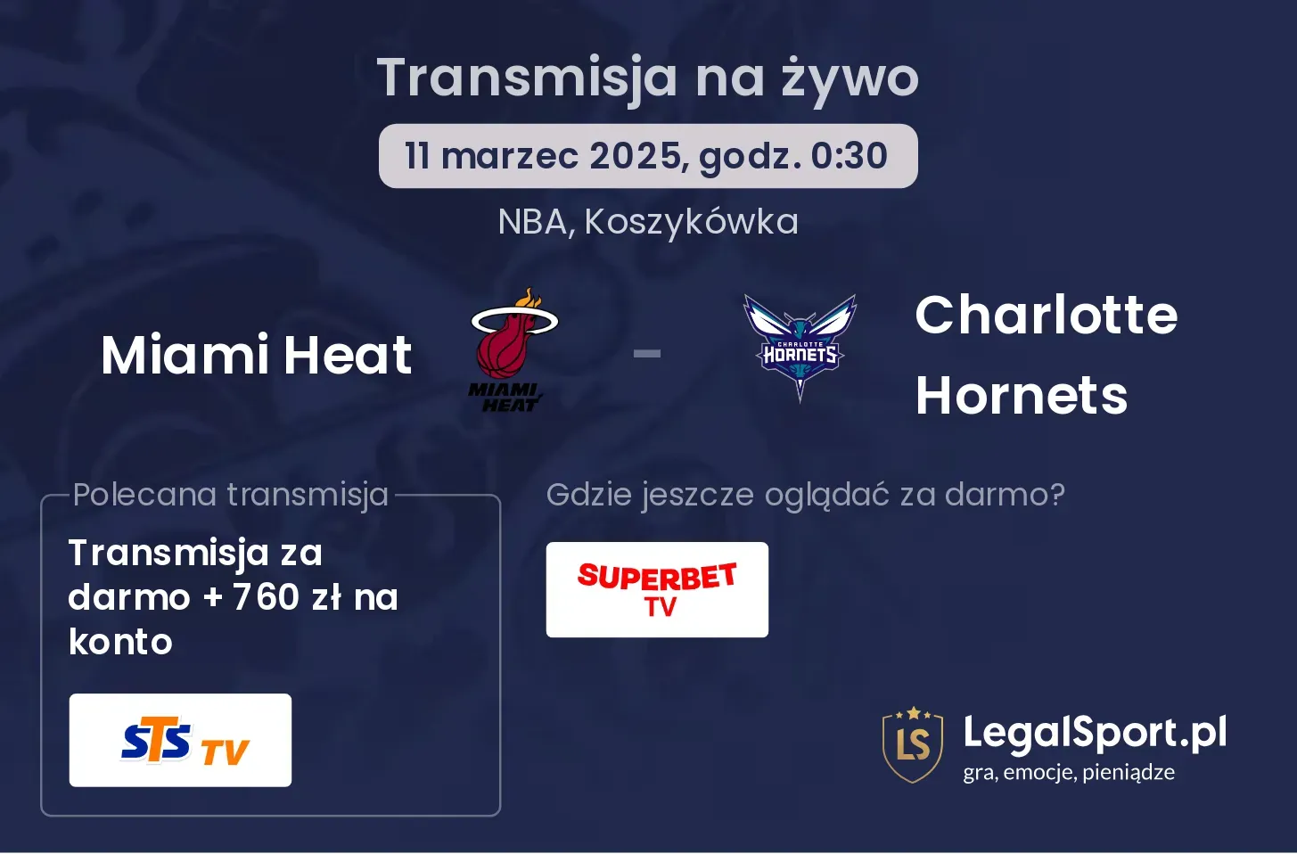 Miami Heat - Charlotte Hornets gdzie oglądać?