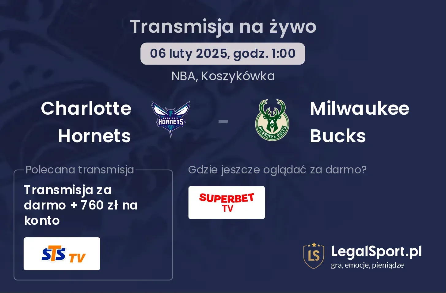 Charlotte Hornets - Milwaukee Bucks gdzie oglądać transmisję?