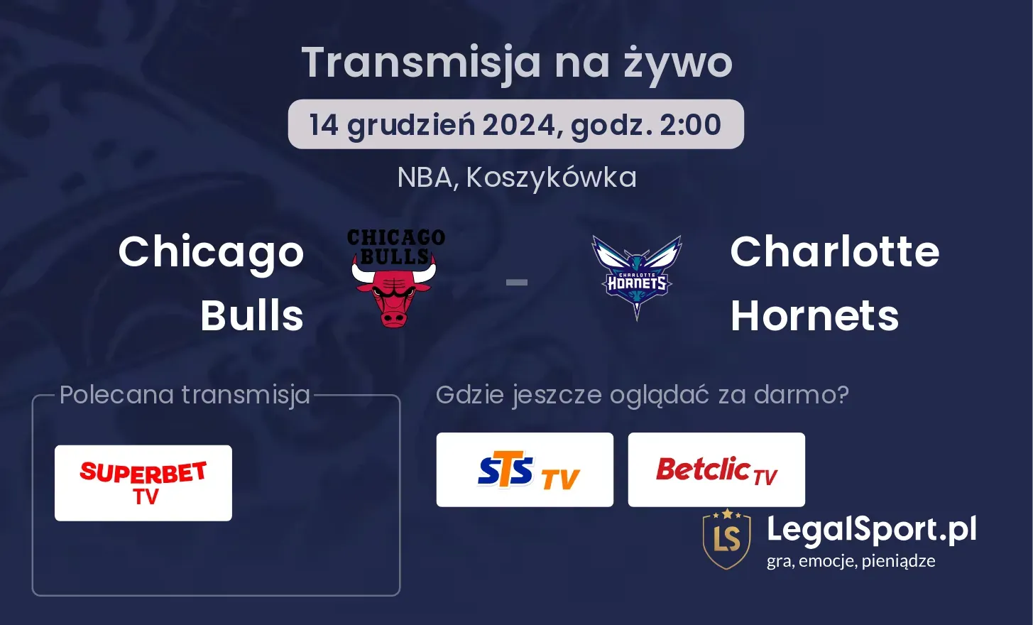 Chicago Bulls - Charlotte Hornets transmisja na żywo