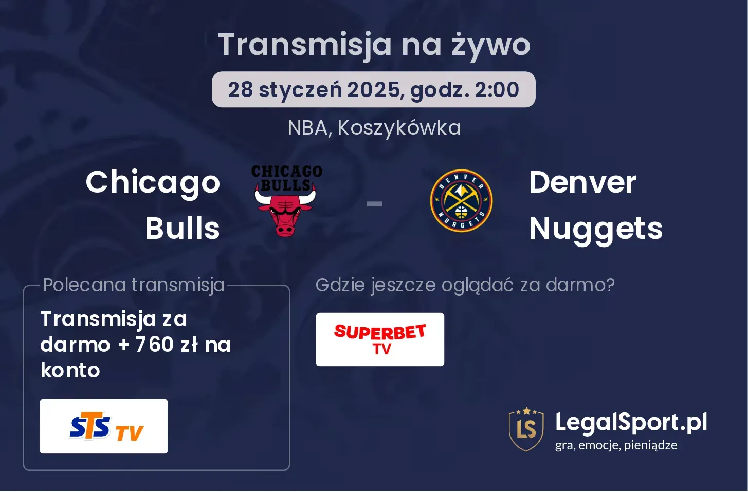 Chicago Bulls - Denver Nuggets transmisja na żywo