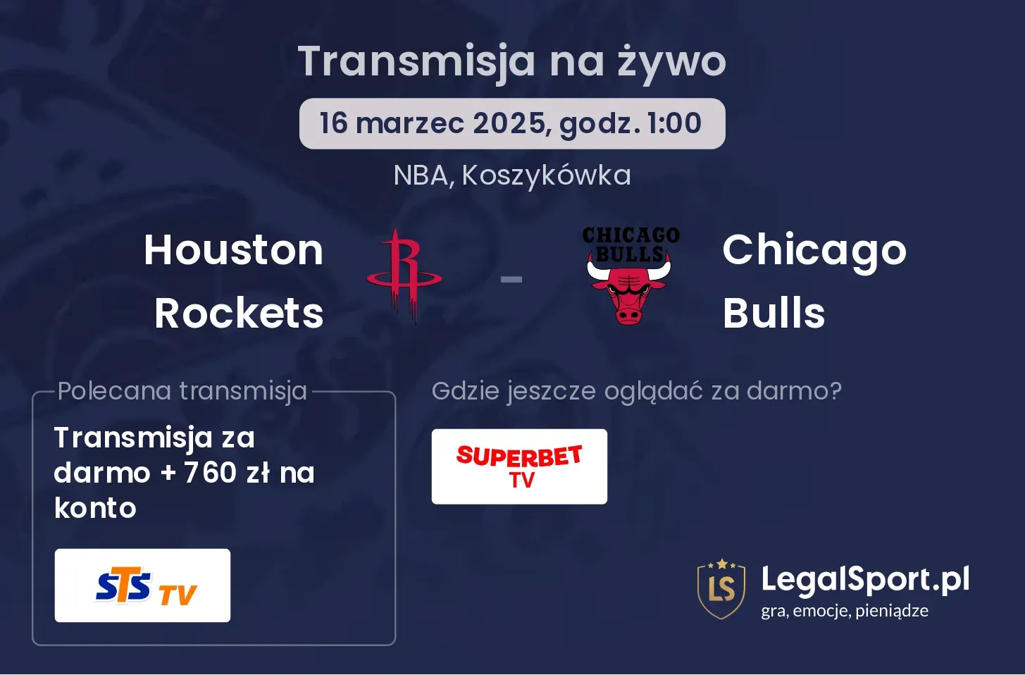 Houston Rockets - Chicago Bulls gdzie oglądać?