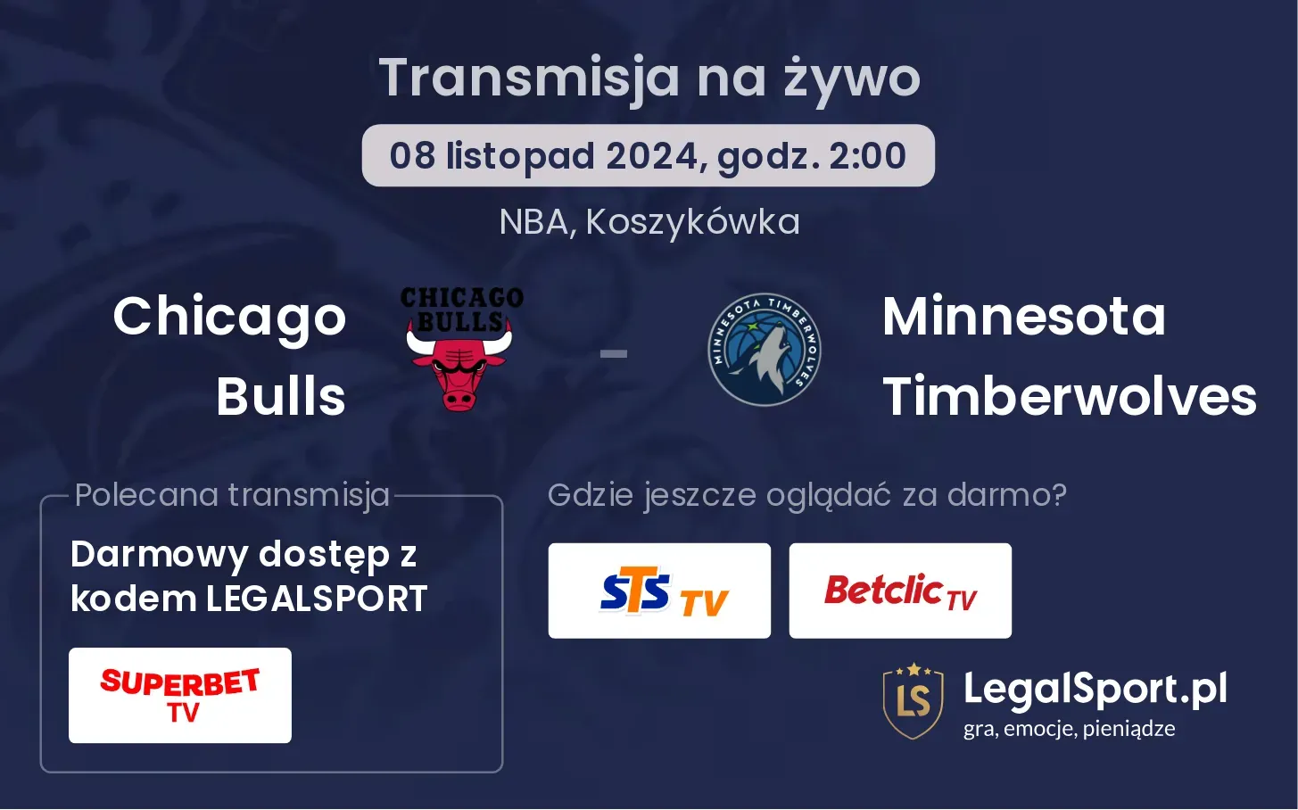 Chicago Bulls - Minnesota Timberwolves transmisja na żywo