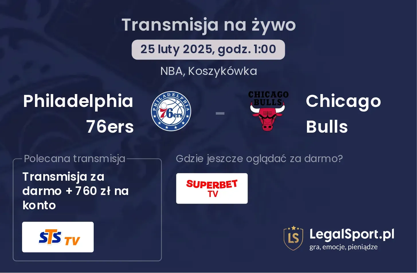 Chicago Bulls - Philadelphia 76ers transmisja na żywo