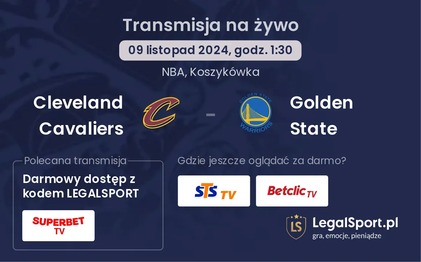 Cleveland Cavaliers - Golden State transmisja na żywo