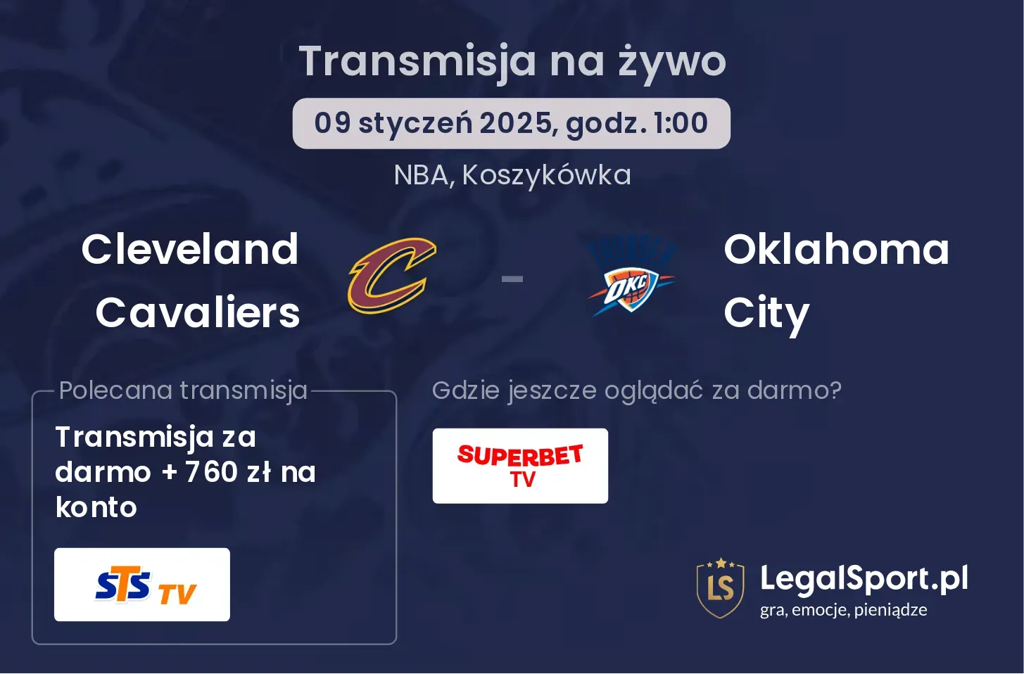 Cleveland Cavaliers - Oklahoma City transmisja na żywo