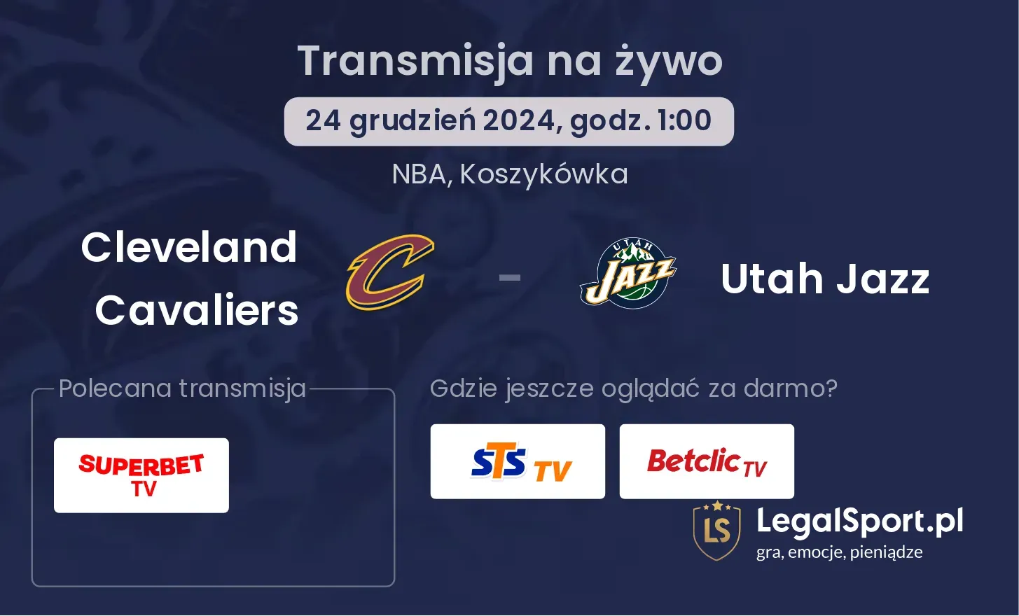 Cleveland Cavaliers - Utah Jazz transmisja na żywo