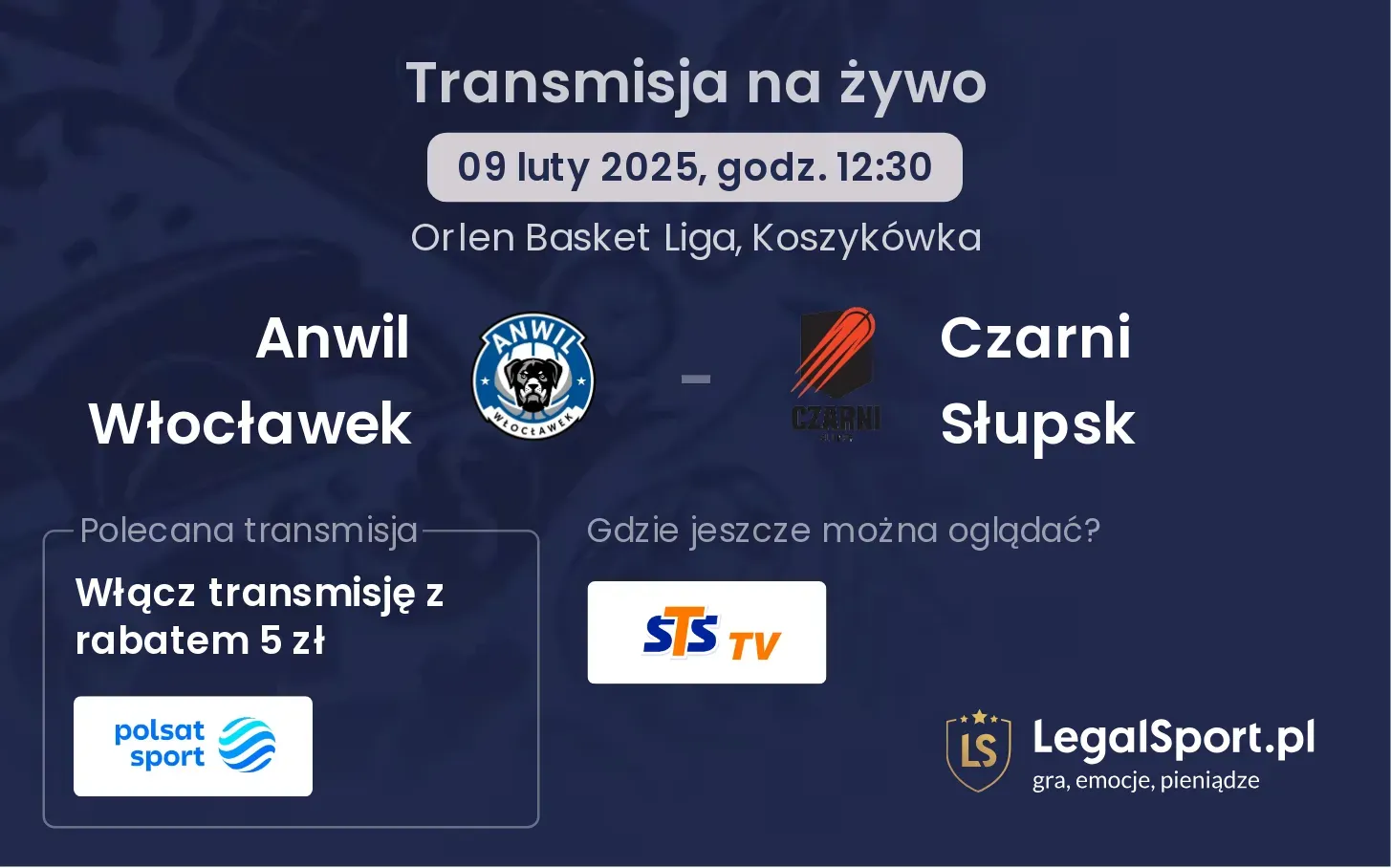 Czarni Słupsk - Anwil Włocławek transmisja na żywo