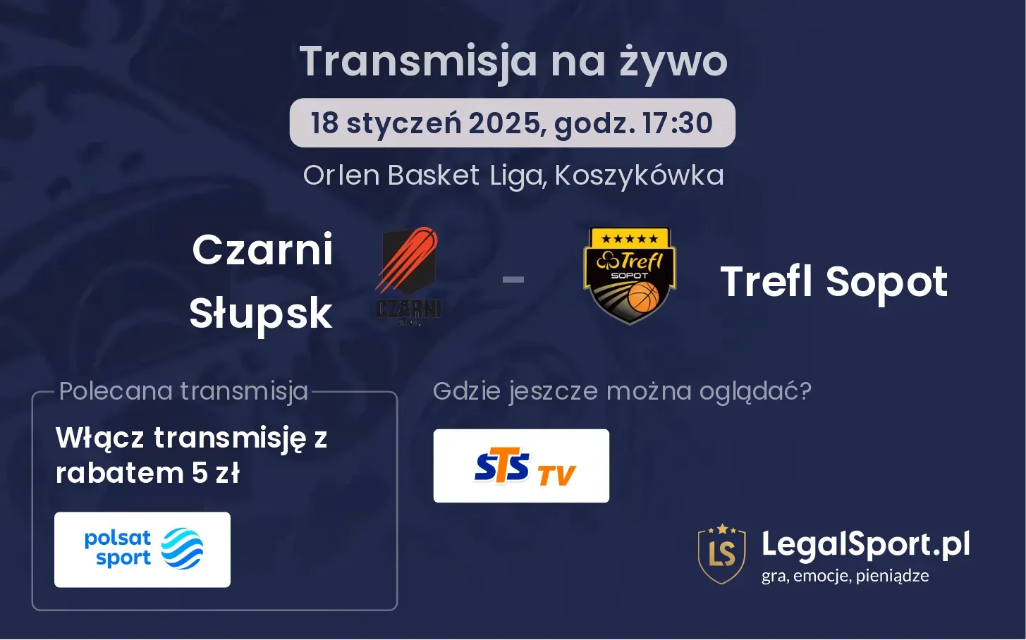 Czarni Słupsk - Trefl Sopot transmisja na żywo