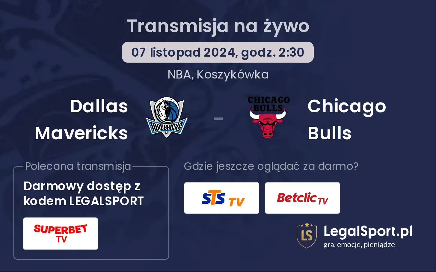 Dallas Mavericks - Chicago Bulls transmisja na żywo