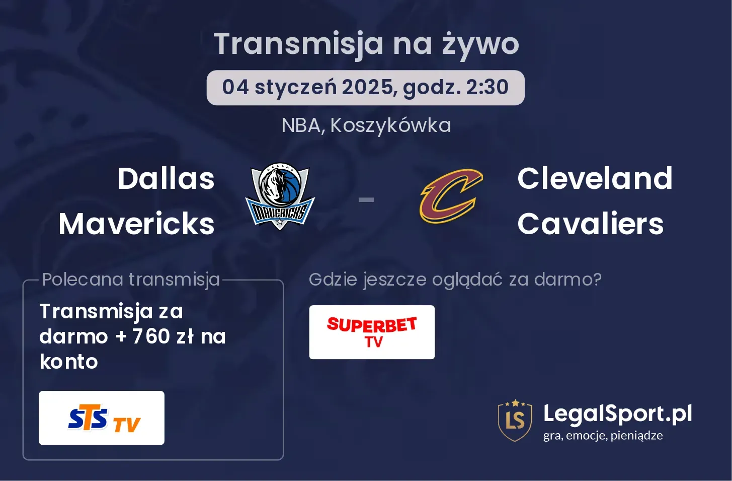 Dallas Mavericks - Cleveland Cavaliers transmisja na żywo