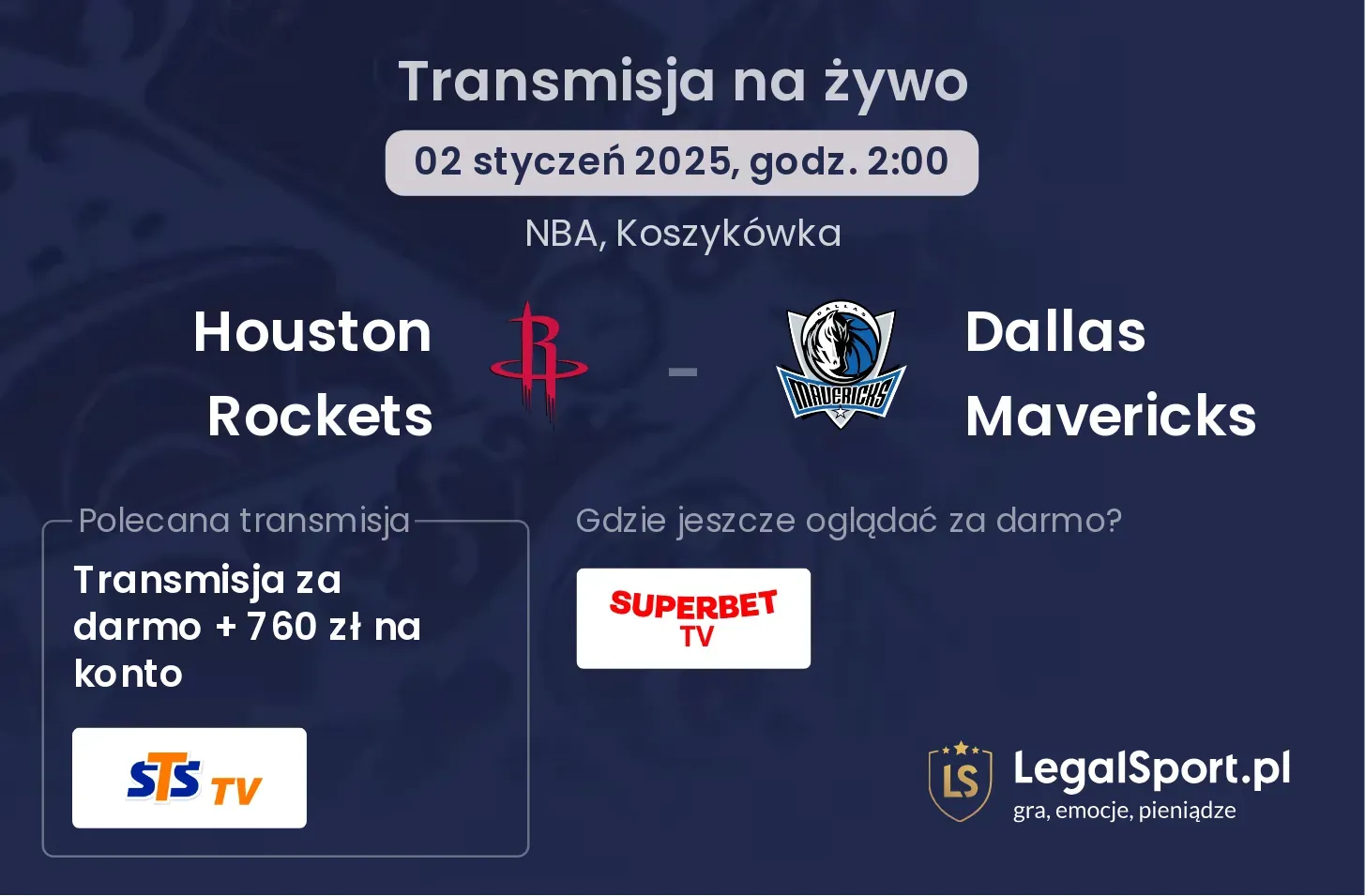 Houston Rockets - Dallas Mavericks gdzie oglądać?