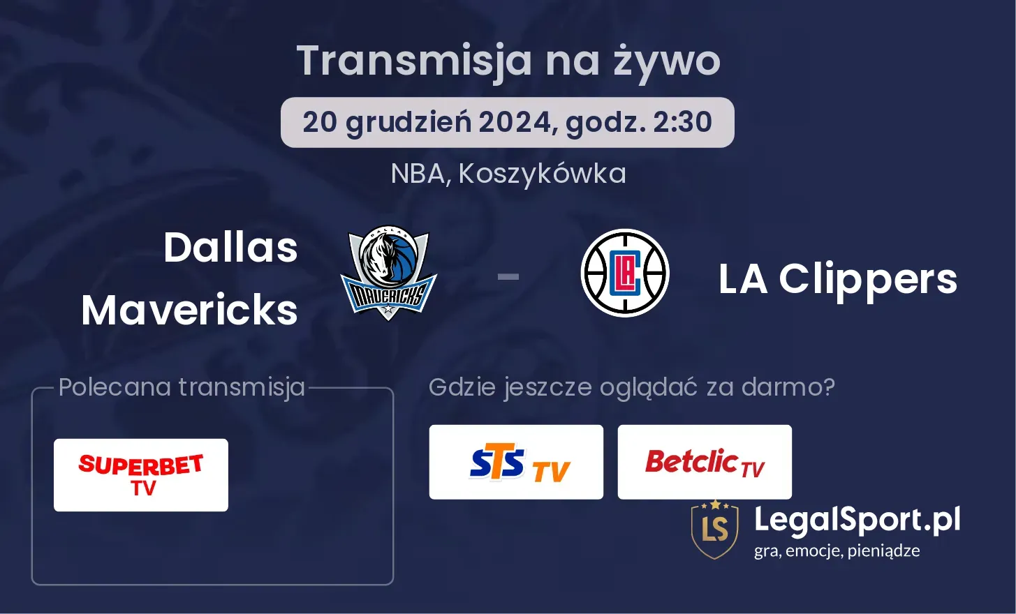 Dallas Mavericks - LA Clippers transmisja na żywo