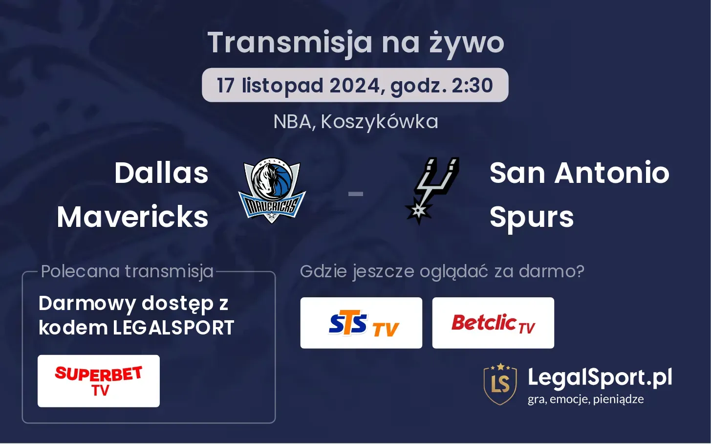 Dallas Mavericks - San Antonio Spurs transmisja na żywo