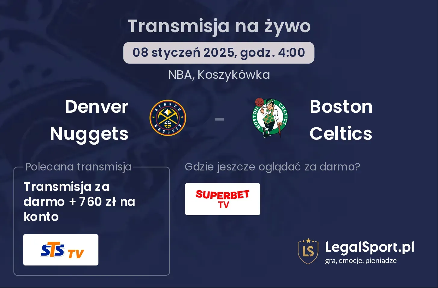 Denver Nuggets - Boston Celtics transmisja na żywo