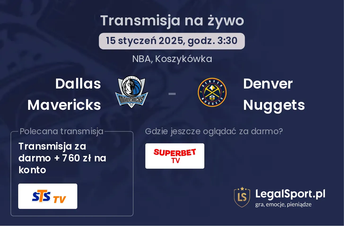 Dallas Mavericks - Denver Nuggets gdzie oglądać?