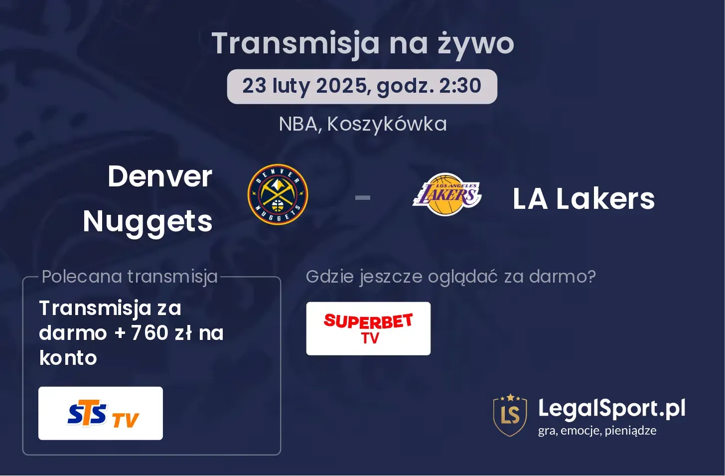 Denver Nuggets - LA Lakers transmisja na żywo