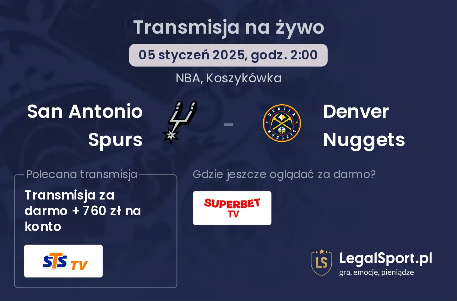 Denver Nuggets - San Antonio Spurs transmisja na żywo