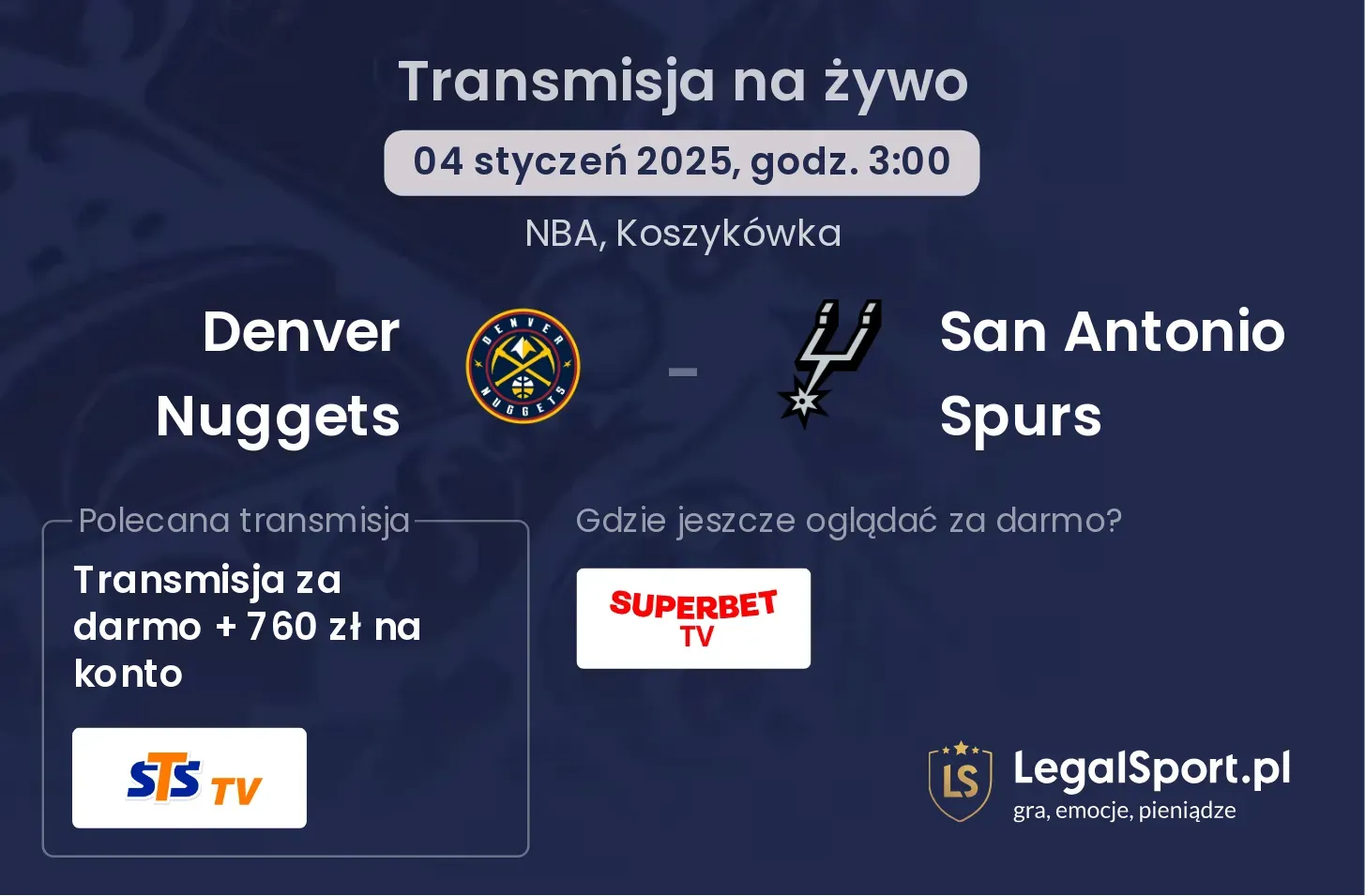 Denver Nuggets - San Antonio Spurs gdzie oglądać?