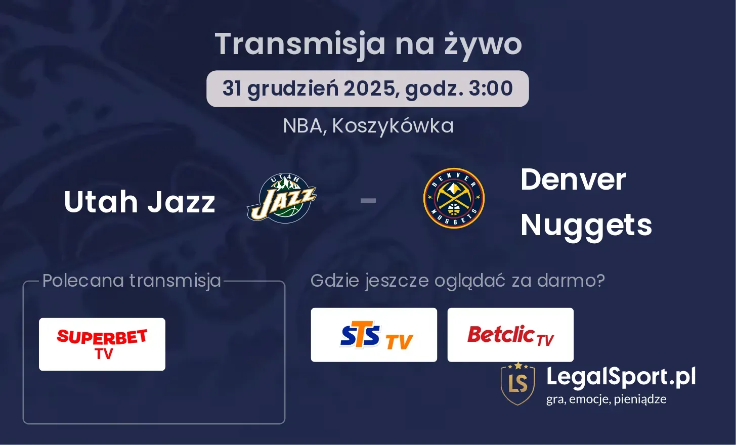 Utah Jazz - Denver Nuggets gdzie oglądać?