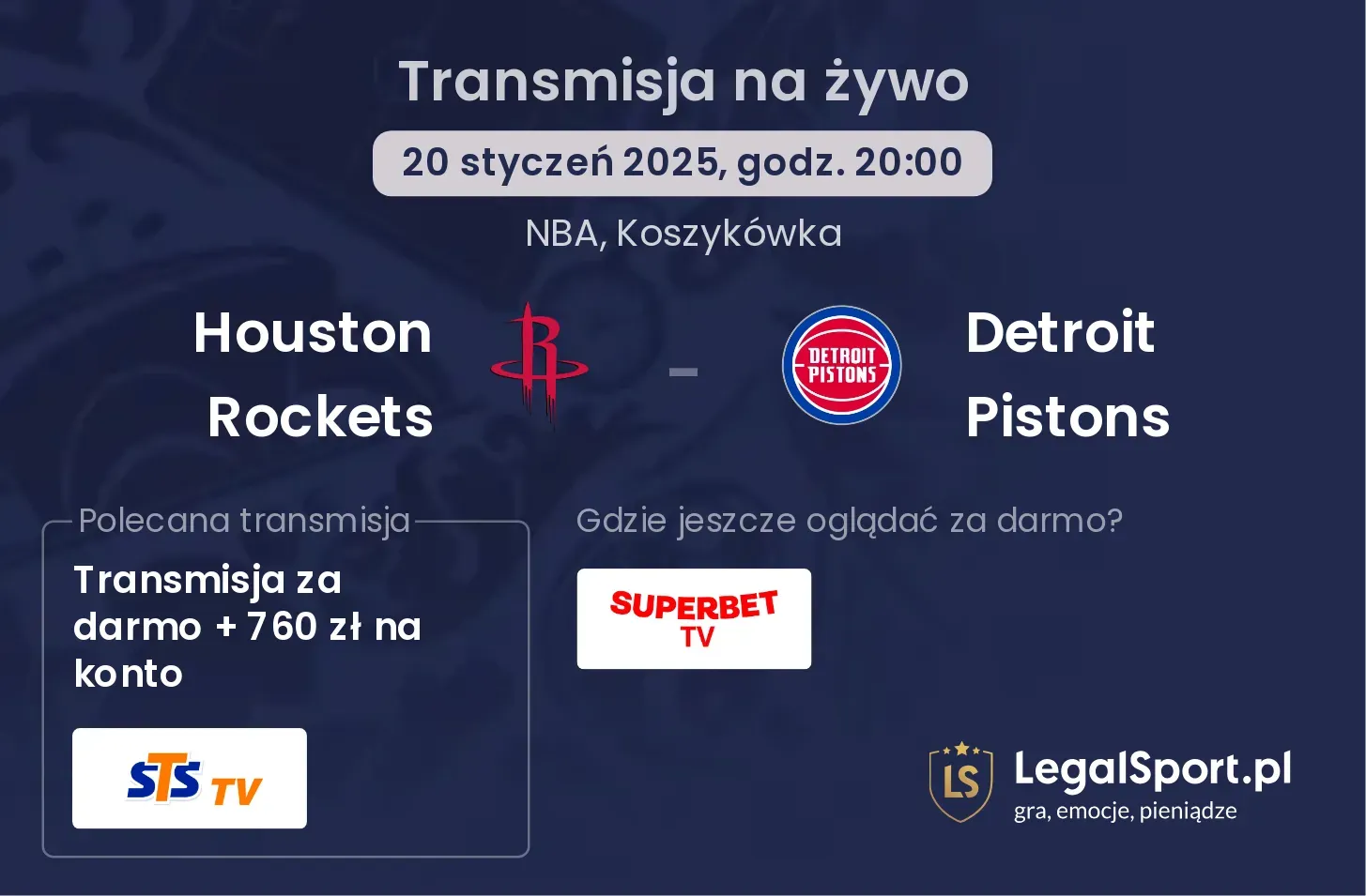 Houston Rockets - Detroit Pistons gdzie oglądać?