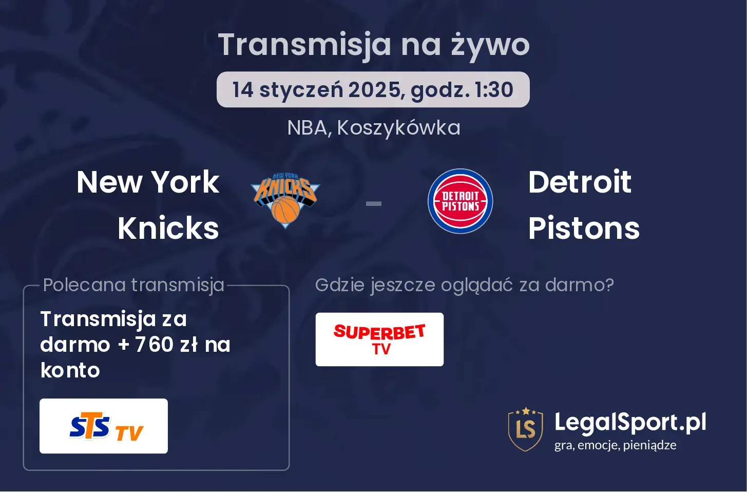 New York Knicks - Detroit Pistons gdzie oglądać?