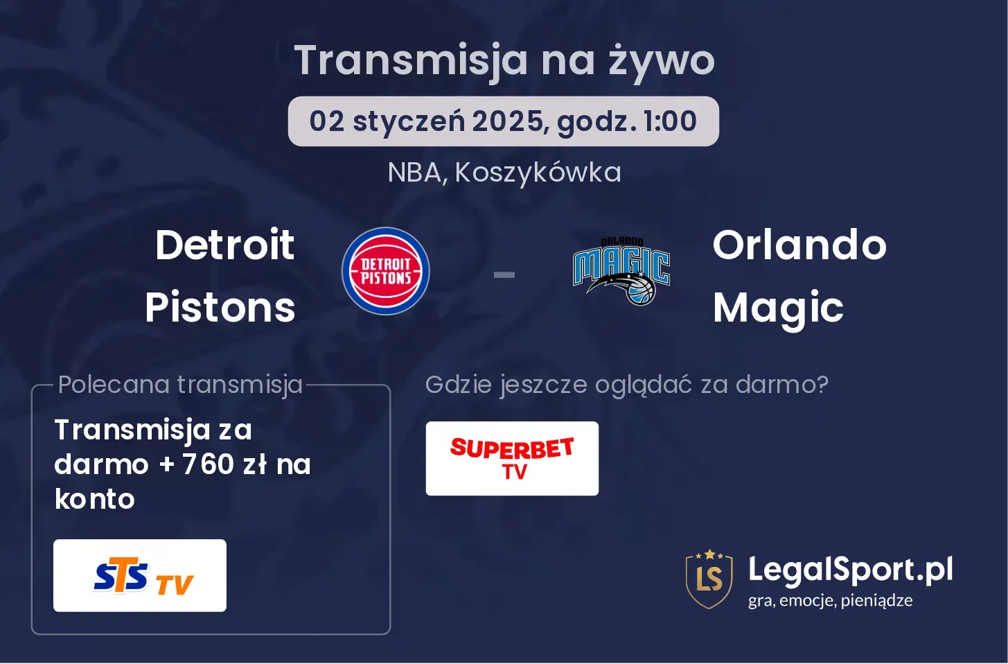 Detroit Pistons - Orlando Magic transmisja na żywo