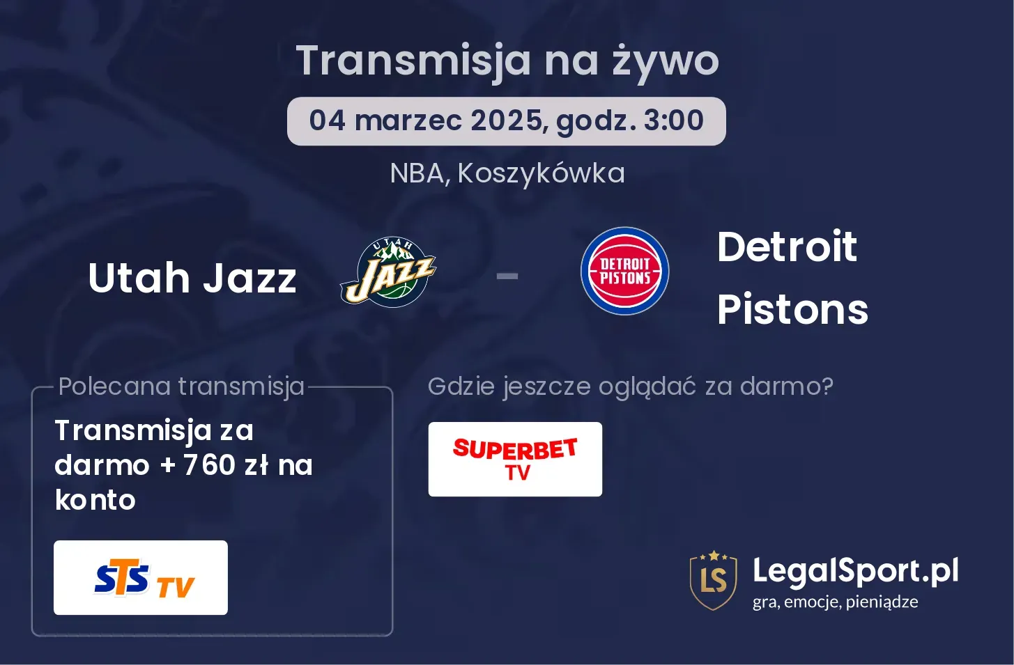 Detroit Pistons - Utah Jazz transmisja na żywo