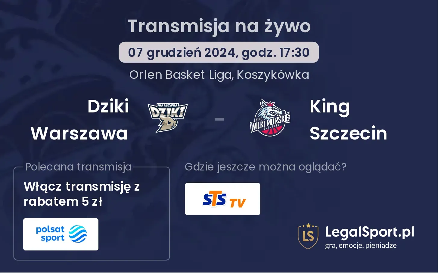 Dziki Warszawa - King Szczecin transmisja na żywo