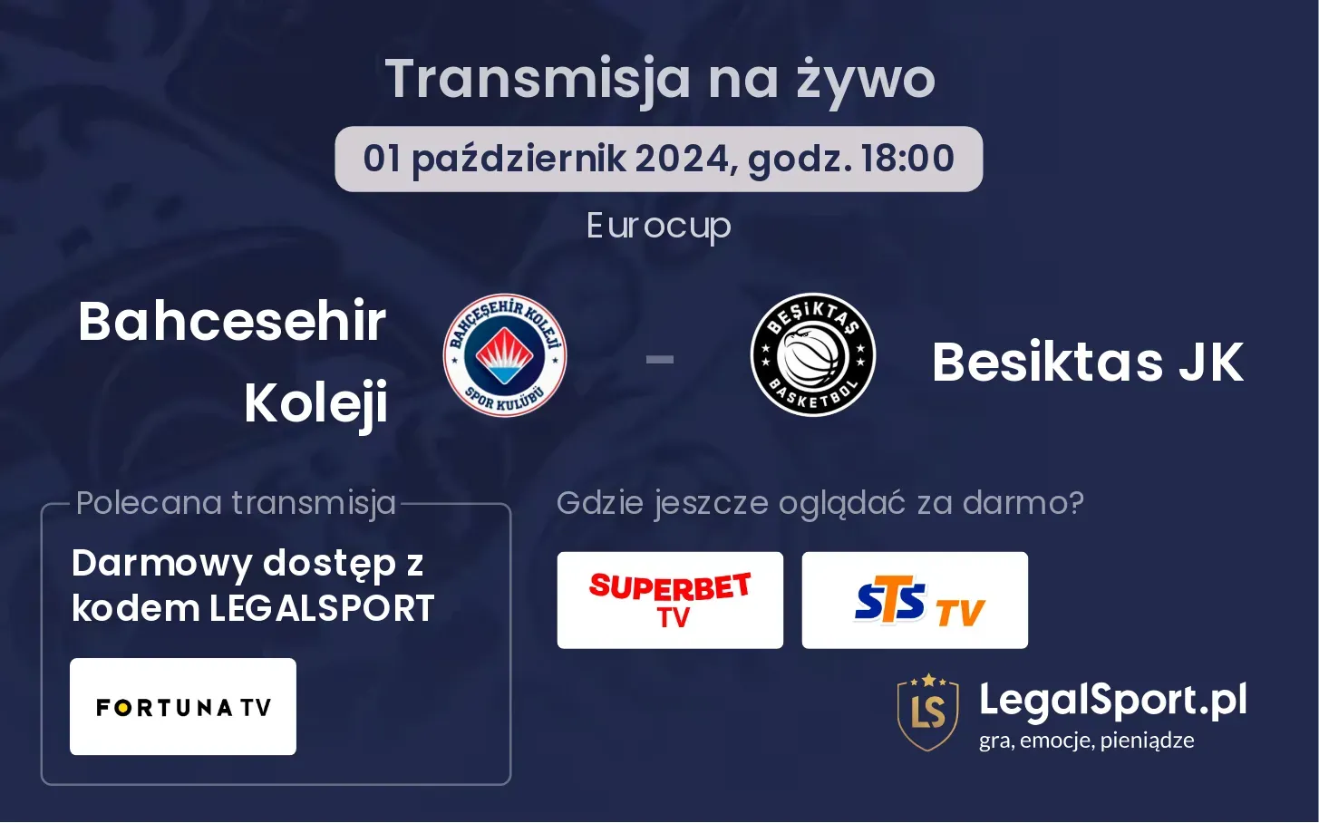 Bahcesehir Koleji - Besiktas JK transmisja na żywo