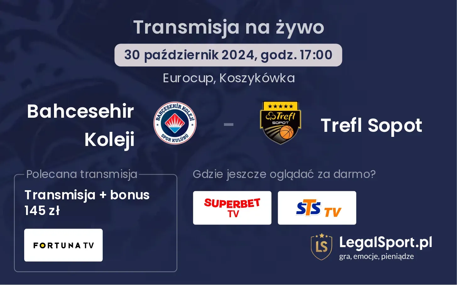 Bahcesehir Koleji - Trefl Sopot transmisja na żywo