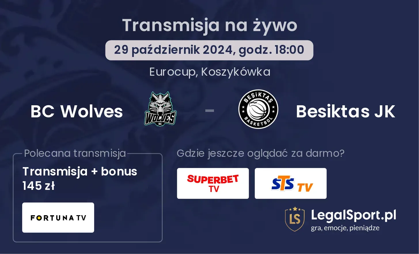 BC Wolves - Besiktas JK transmisja na żywo