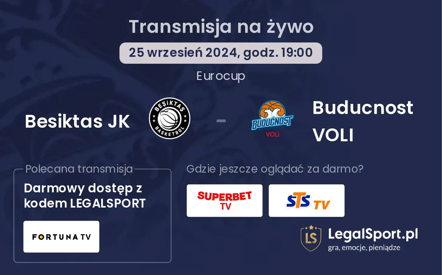 Besiktas JK - Buducnost VOLI transmisja na żywo