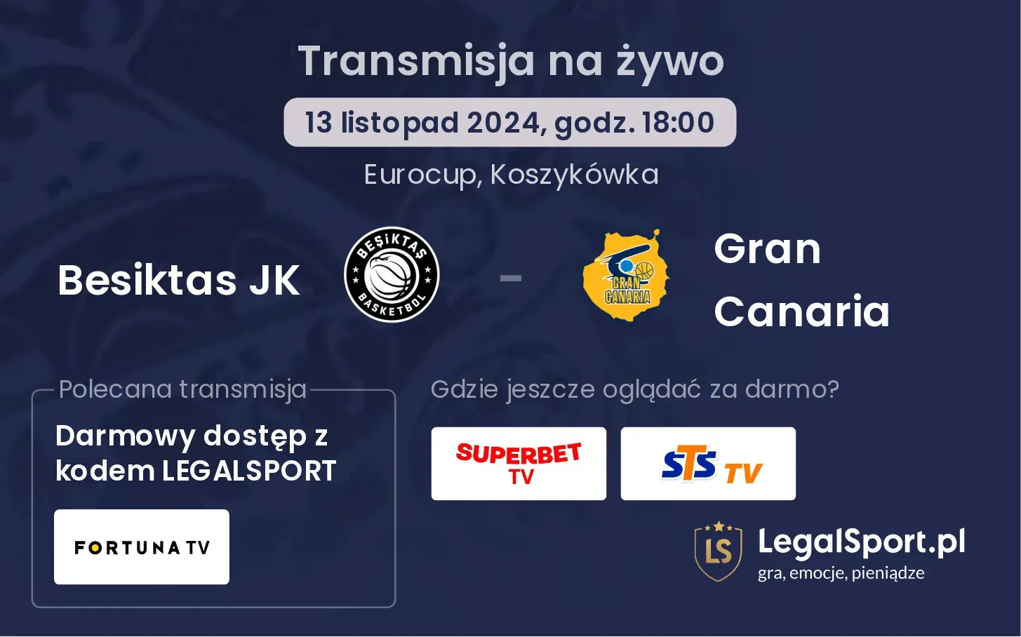 Besiktas JK - Gran Canaria transmisja na żywo