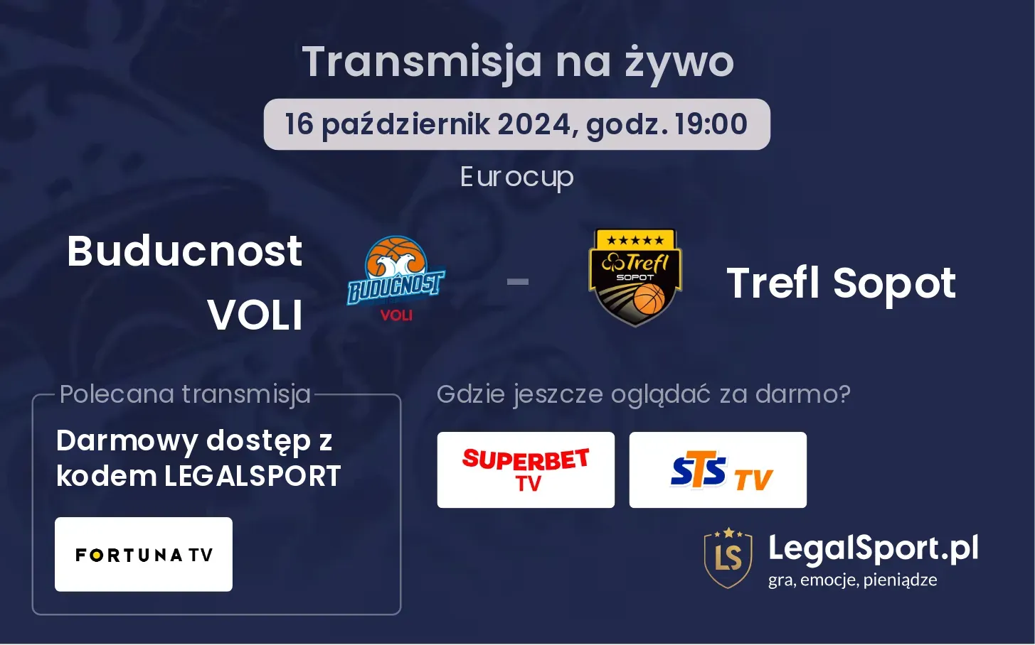 Buducnost VOLI - Trefl Sopot transmisja na żywo