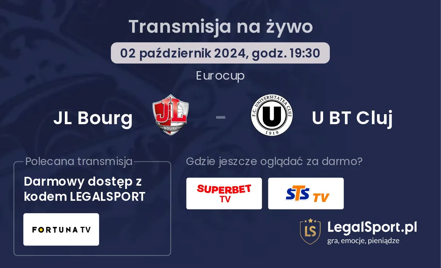 JL Bourg - U BT Cluj transmisja na żywo