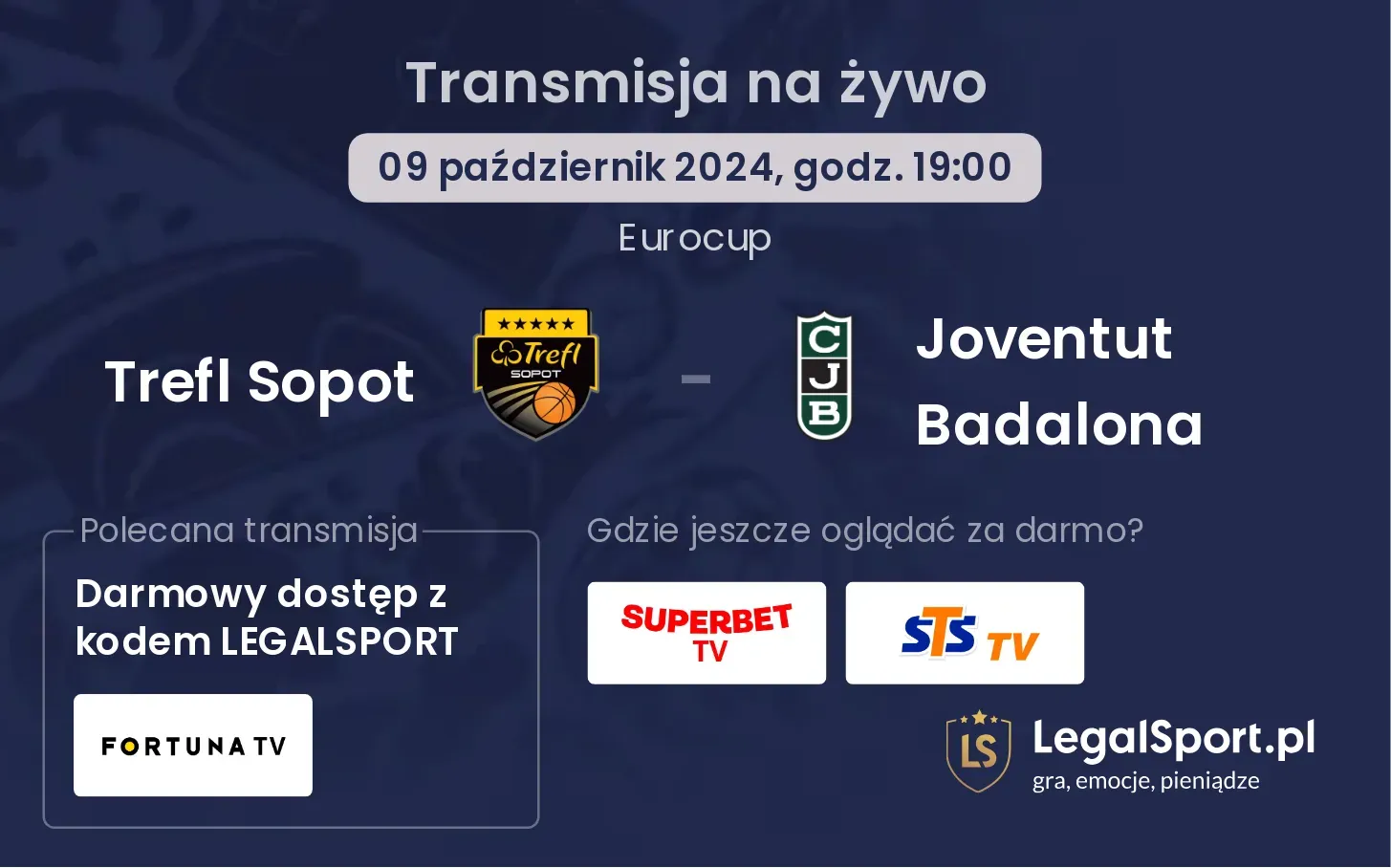 Trefl Sopot - Joventut Badalona transmisja na żywo