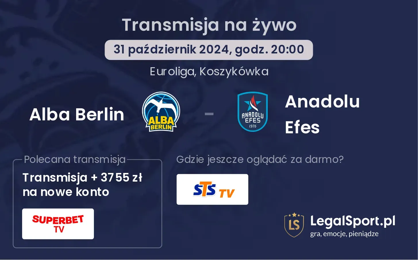 Alba Berlin - Anadolu Efes transmisja na żywo