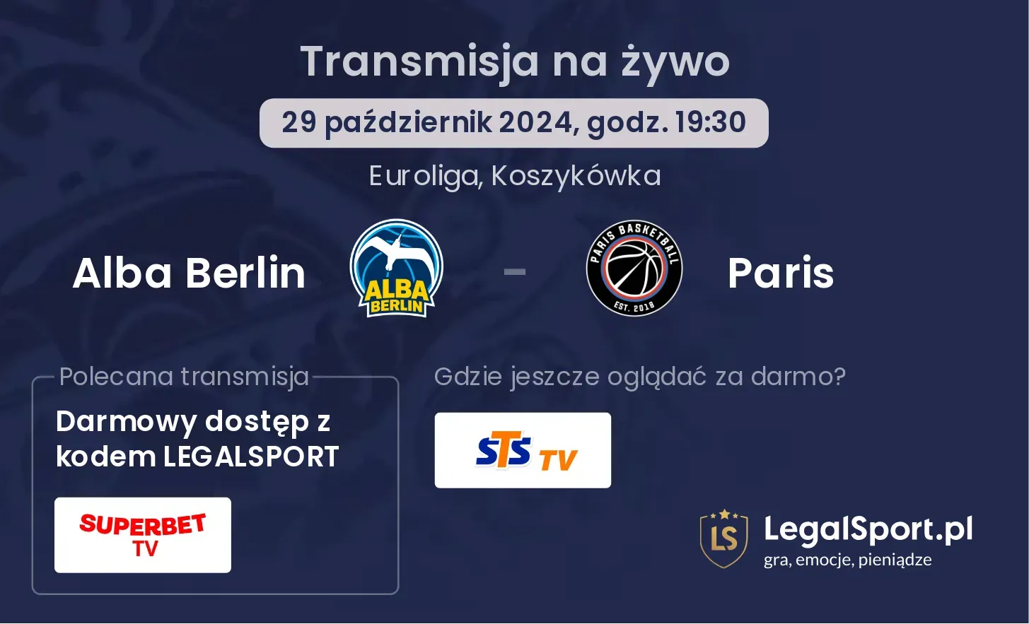 Alba Berlin - Paris transmisja na żywo