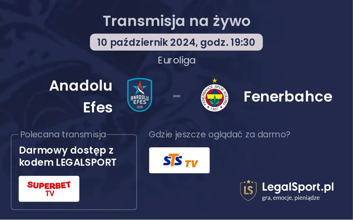 Anadolu Efes - Fenerbahce transmisja na żywo