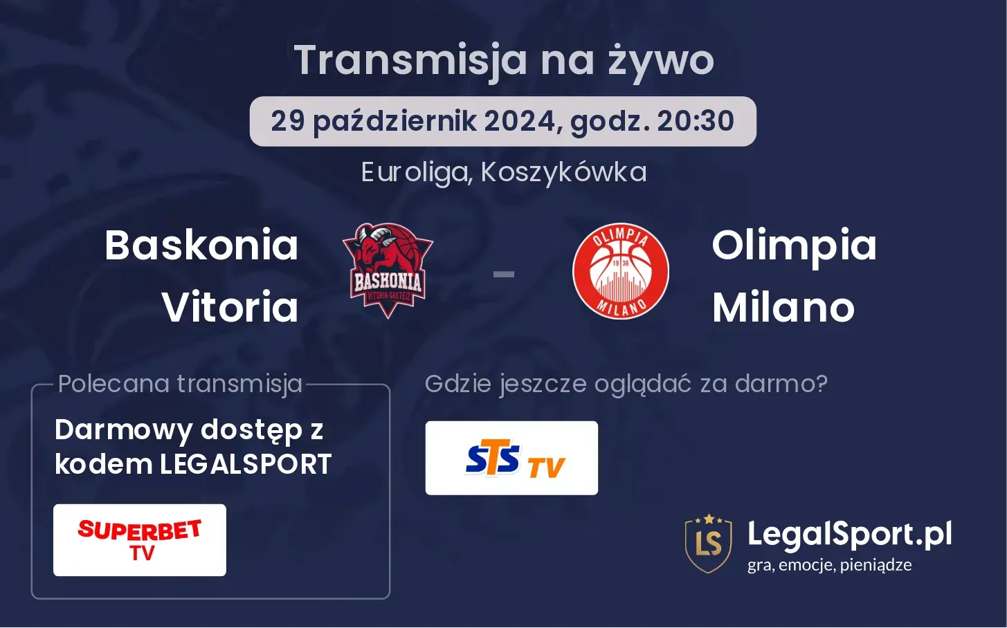 Baskonia Vitoria - Olimpia Milano transmisja na żywo