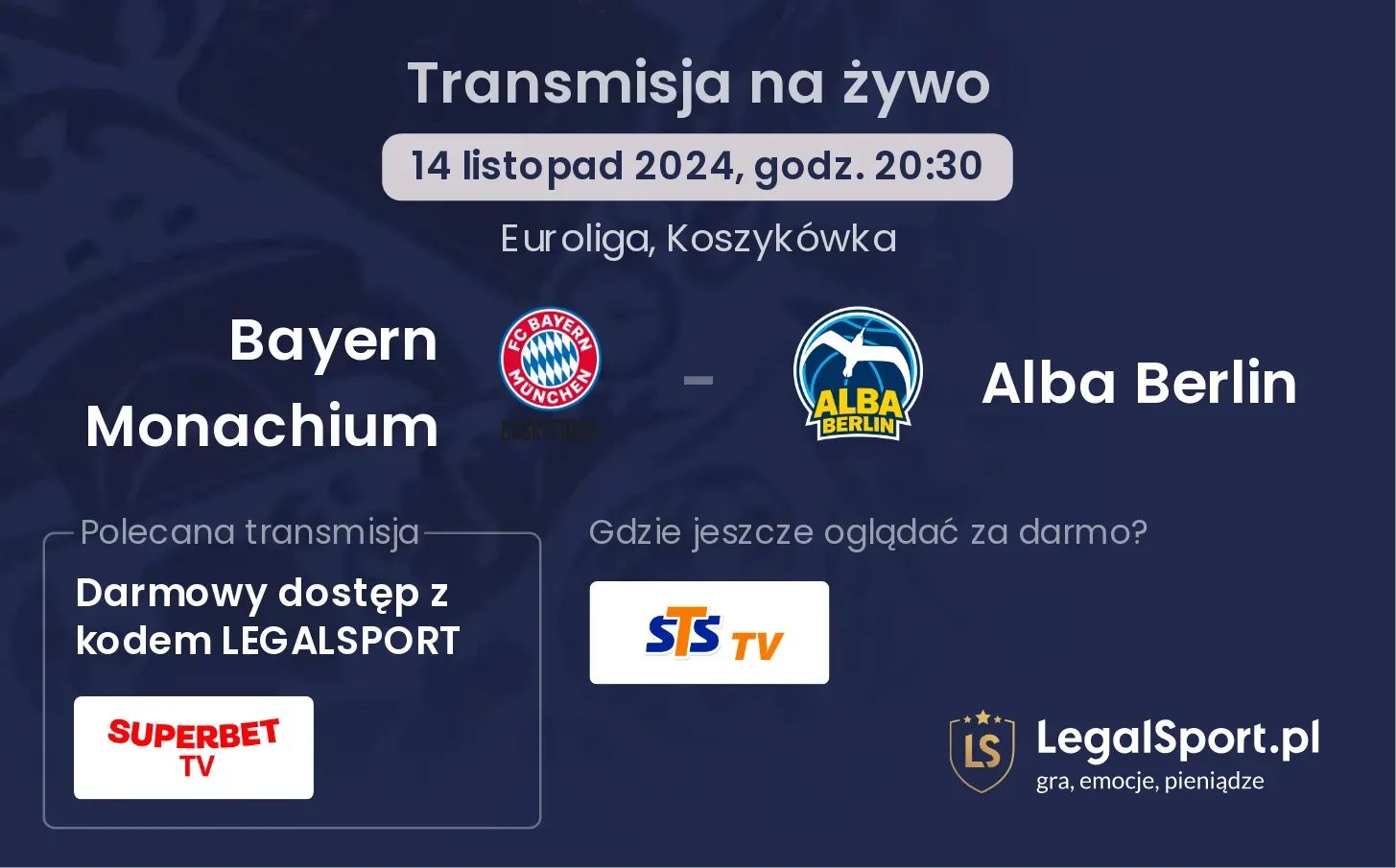 Bayern Monachium - Alba Berlin transmisja na żywo