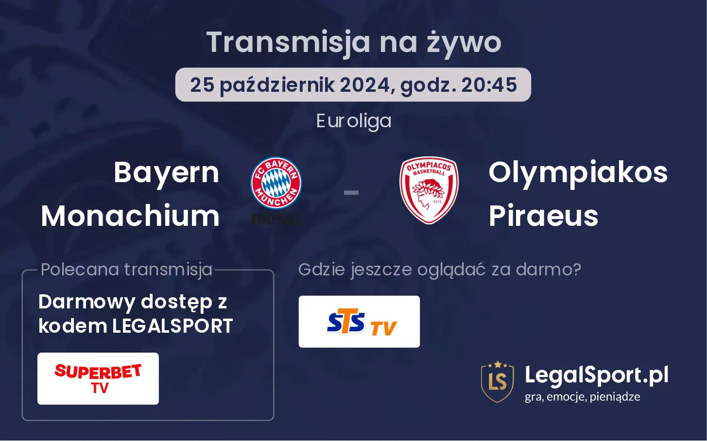 Bayern Monachium - Olympiakos Piraeus transmisja na żywo