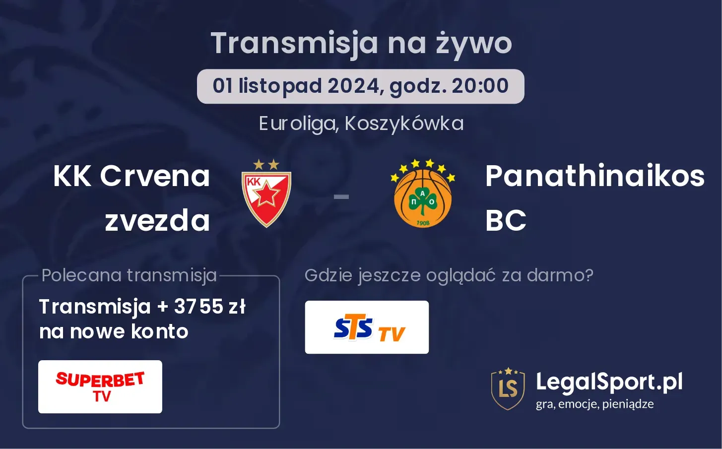 KK Crvena zvezda - Panathinaikos BC transmisja na żywo